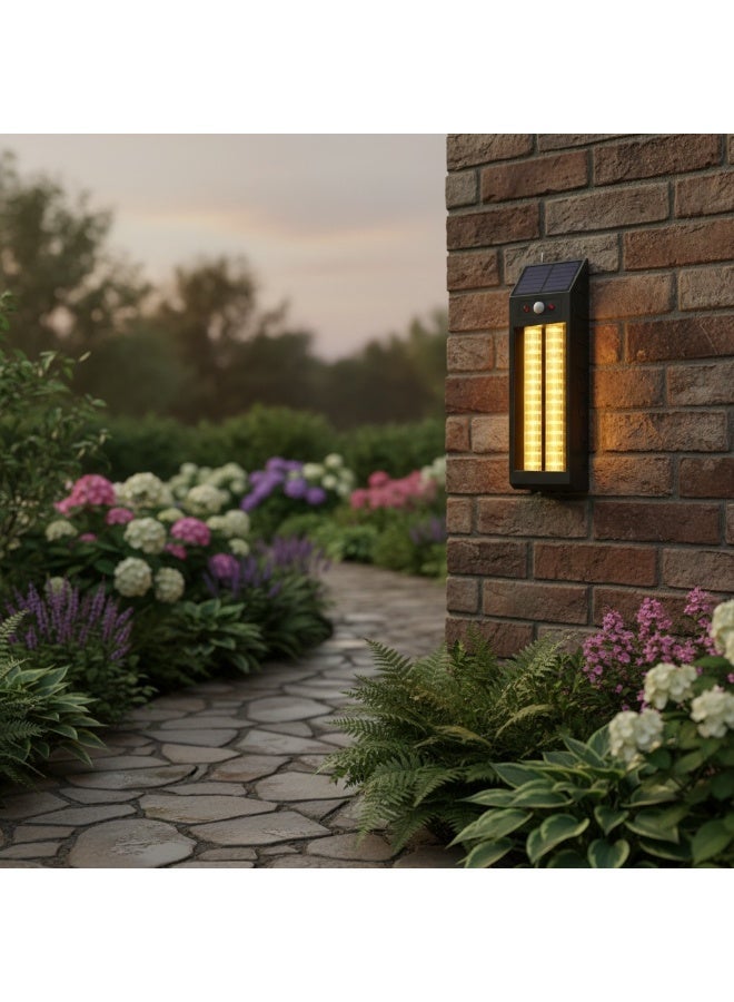 مصباح جداري خارجي يعمل بالطاقة الشمسية، مصباح LED بقدرة 18 واط مزود بمستشعر حركة، إضاءة أمنية خارجية مقاومة للماء بمعيار IP65، لون أسود. - Image 5